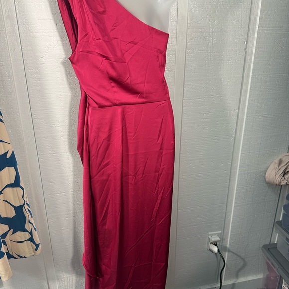 Donna Morgan Women's Pink One-Shoulder Midi Dress Size 10 NWT - Picture 10 of 11